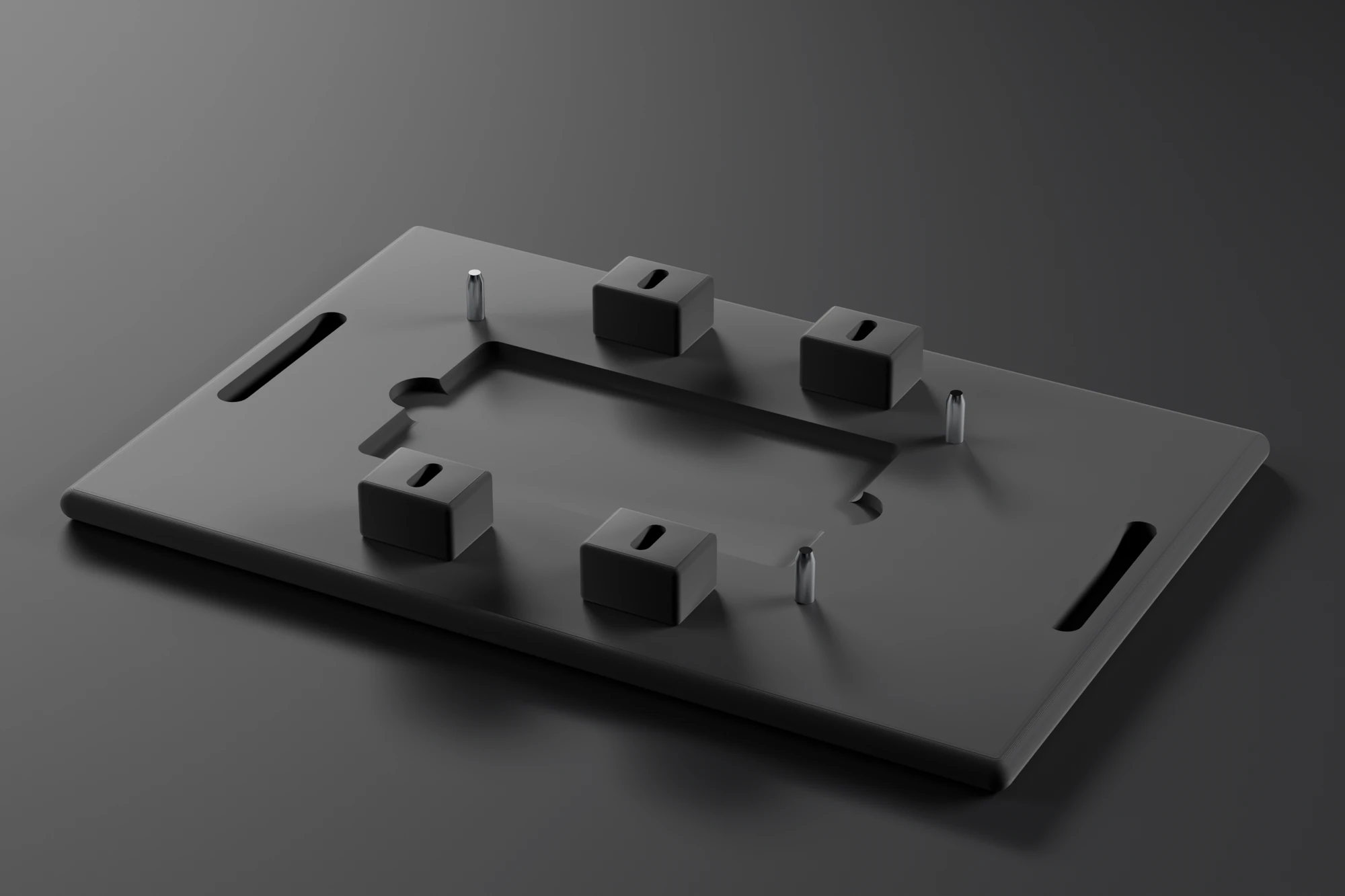 Printed assembly fixture with steel locating pins