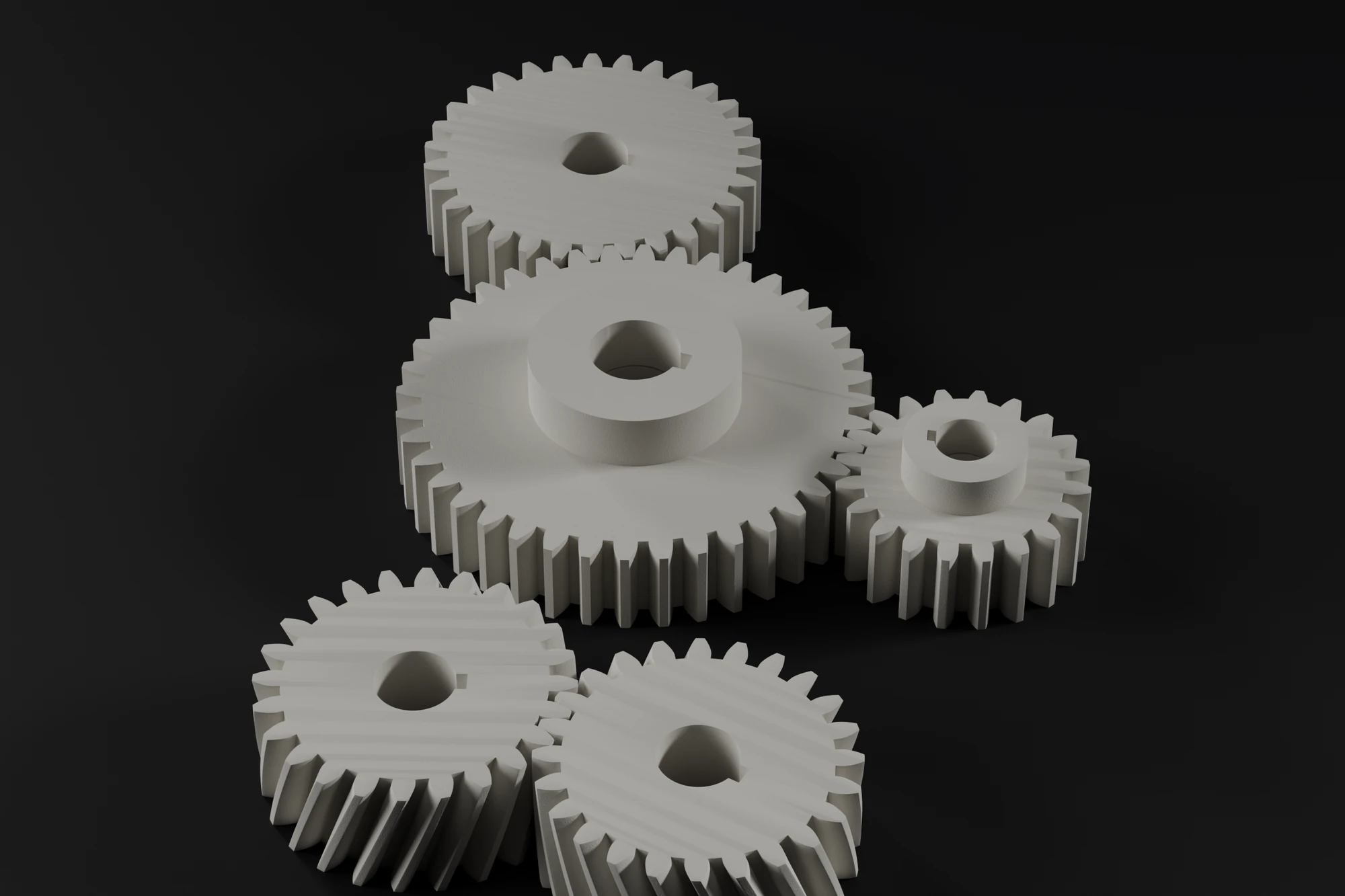 Een set SLS-nylon tandwielen