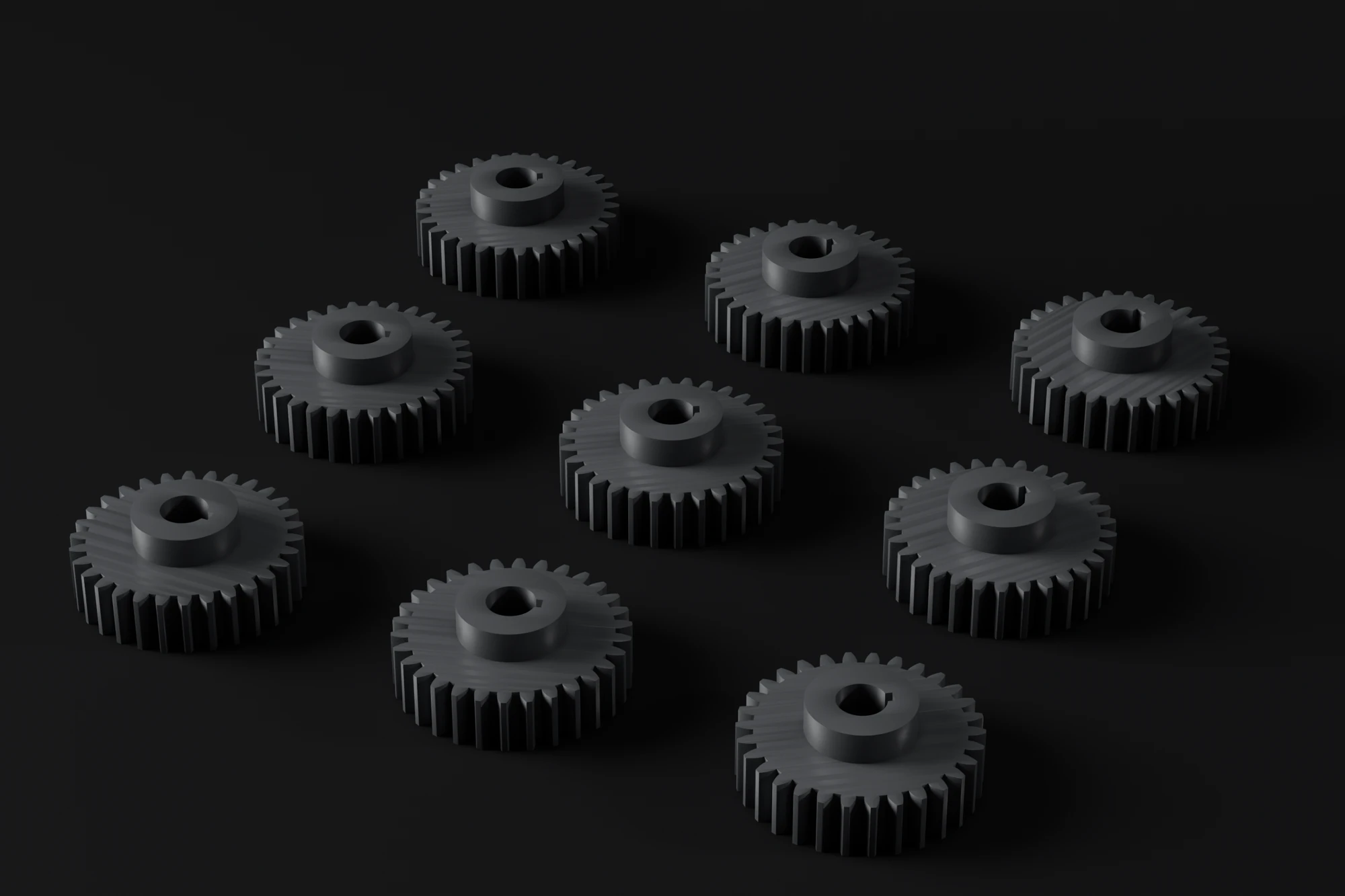 A plate of identical printed gears